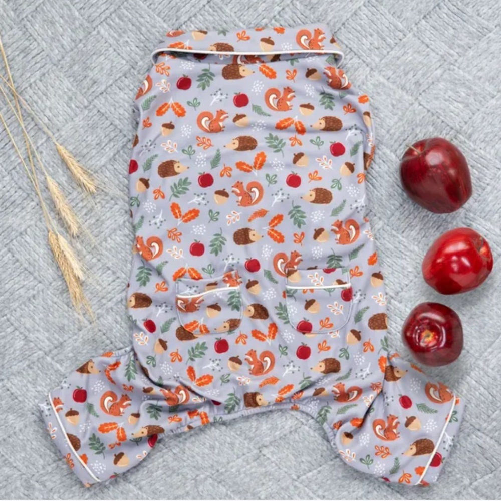 Harry Barker Gray Woodland Whimsy Pajamas Dog Cat, Small